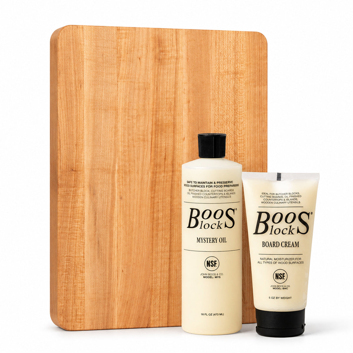 John Boos Maple Wood Chop N Slice Reversible Cutting Board with Oil & Cream Set