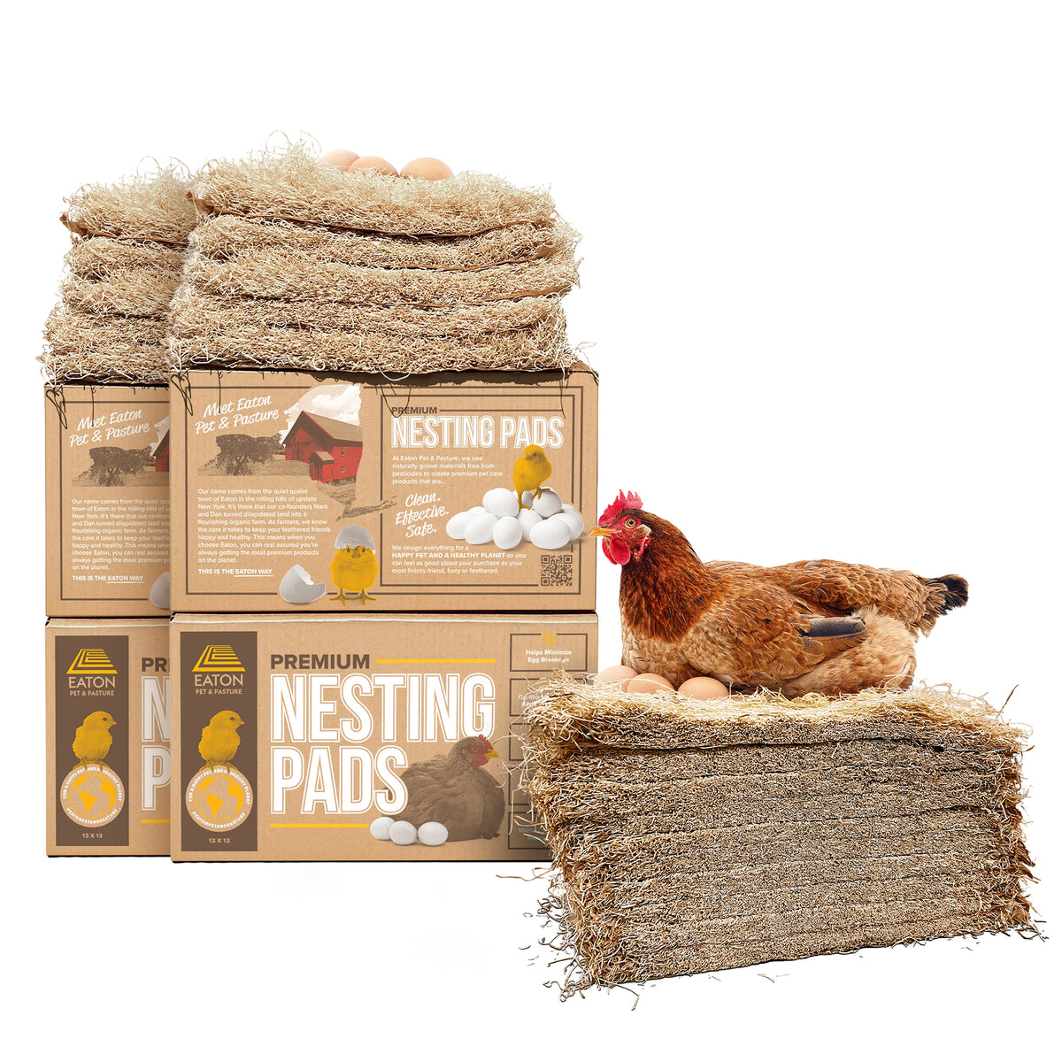 Eaton Pet and Pasture Premium Nesting Pads for Laying Hens, 13" x 13", 20 Pack