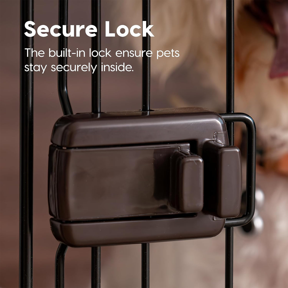 IRIS USA Wood-Look Wire Pet Crate with Sliding Lock Gate and Cleaning Tray