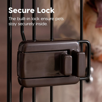 IRIS USA Wood-Look Wire Pet Crate with Sliding Lock Gate and Cleaning Tray