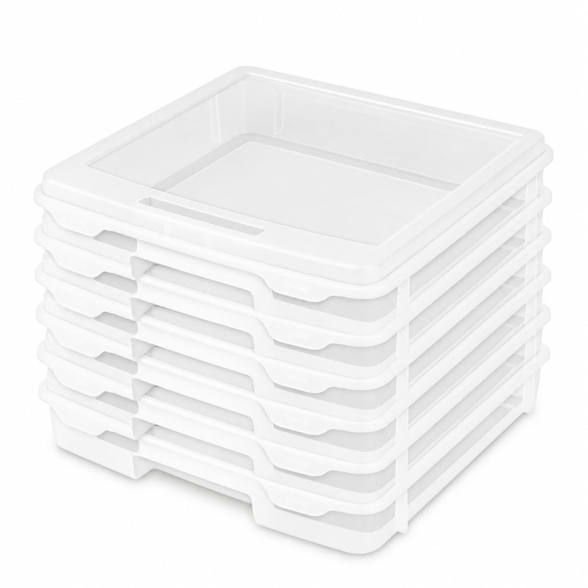 Sterilite Plastic Medium Project Case for Scrapbook Paper Storage, Clear, 6 Pack