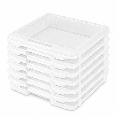Sterilite Plastic Medium Project Case for Scrapbook Paper Storage, Clear, 6 Pack
