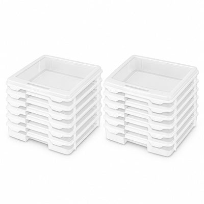 Sterilite Plastic Medium Project Case, Scrapbook Paper Storage, Clear, 12 Pack