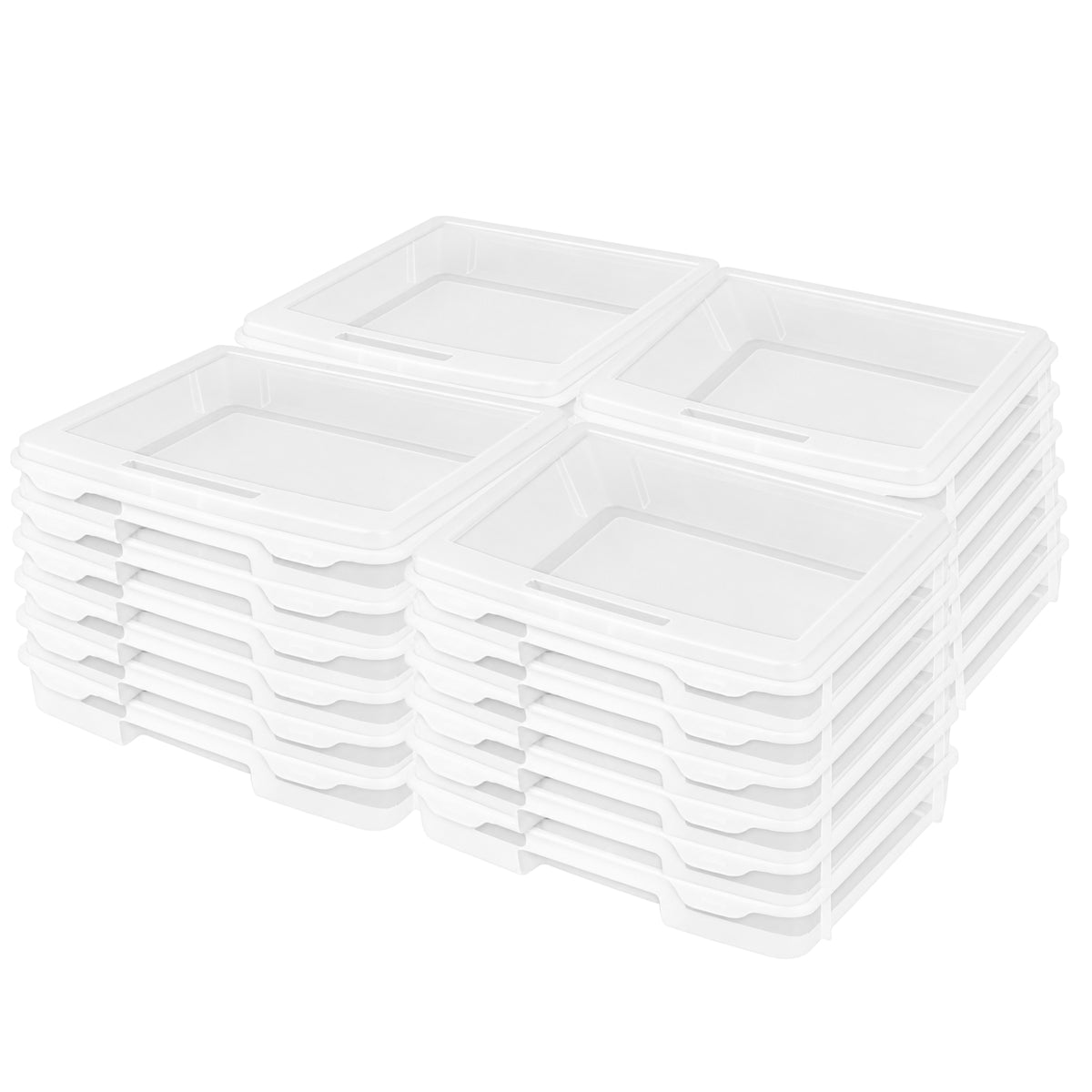 Sterilite Plastic Medium Project Case, Scrapbook Paper Storage, Clear, 24 Pack