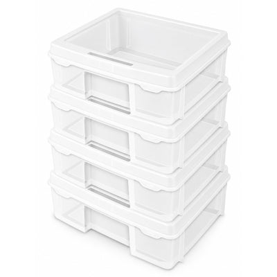 Sterilite Plastic Large Project Case, Scrapbook Paper Storage, Clear, 4 Pack