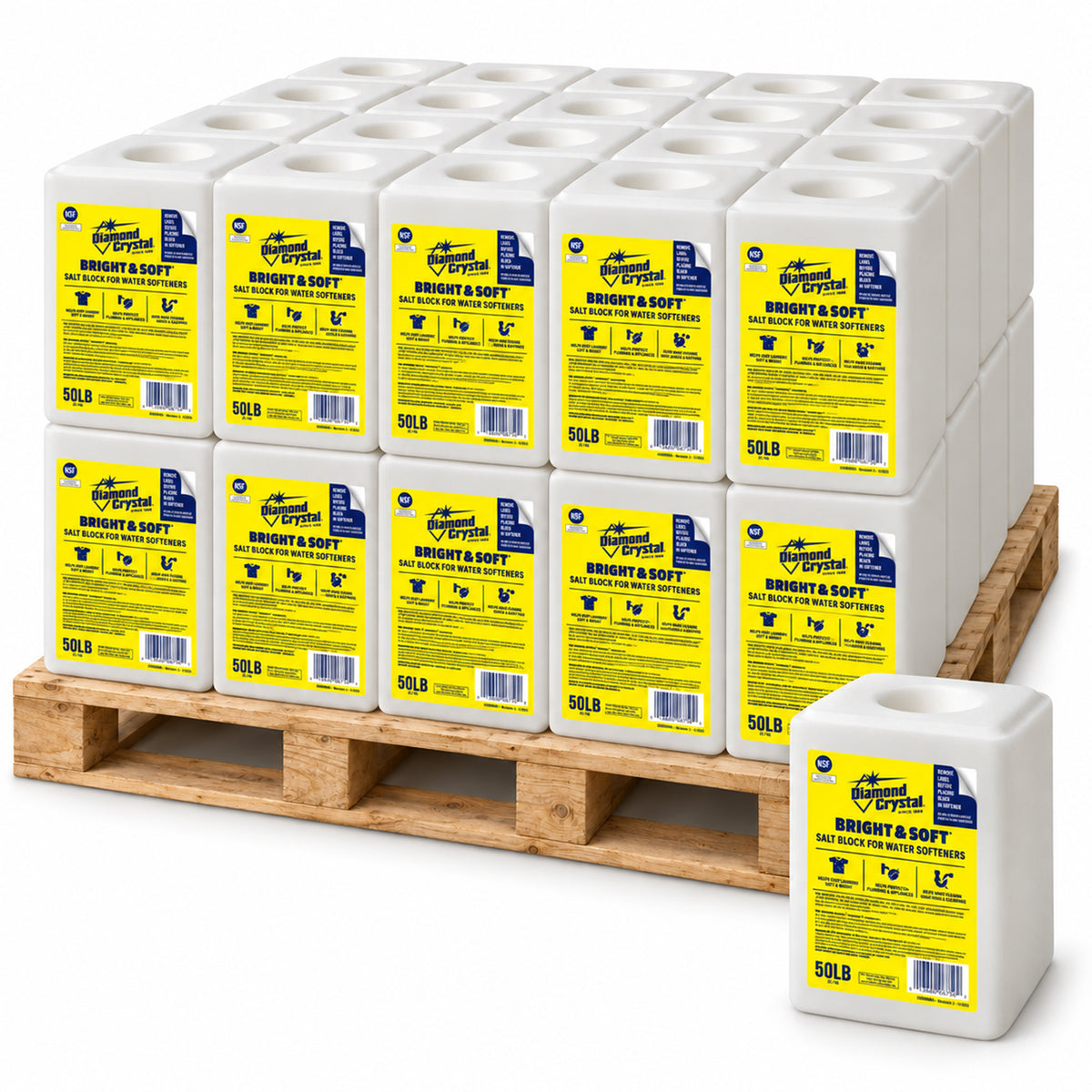 Diamond Crystal 40 Pack Bright and Soft Water Softener Soluble Salt Block, 50 lb - VMInnovations