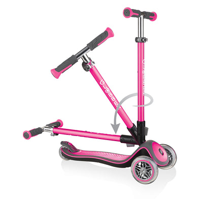 Globber Elite 3-Wheel Kids Kick Scooter for Boys and Girls, Deep Pink (Open Box)