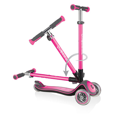 Globber Elite Deluxe 3-Wheel Kids Kick Scooter for Boys and Girls, Pink (Used)