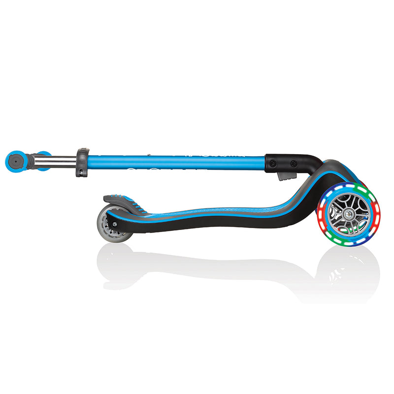 Globber Primo Plus 3-Wheel Scooter with LED Light Up Wheels, Sky Blue (Open Box)