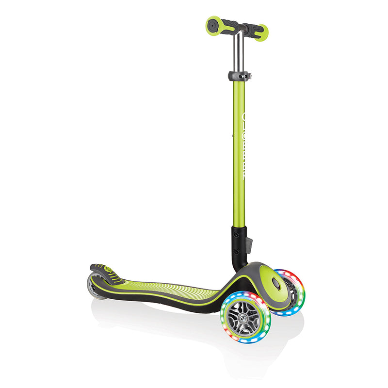 Globber Primo Plus 3-Wheel Kick Scooter w/ LED Light Up Wheels, Lime Green(Used)