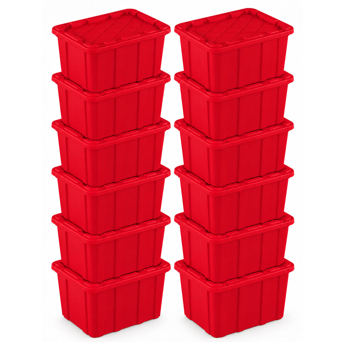 Sterilite 12 Pack 27 Gal Industrial Storage Tote with Snap Fit Lids, Rocket Red
