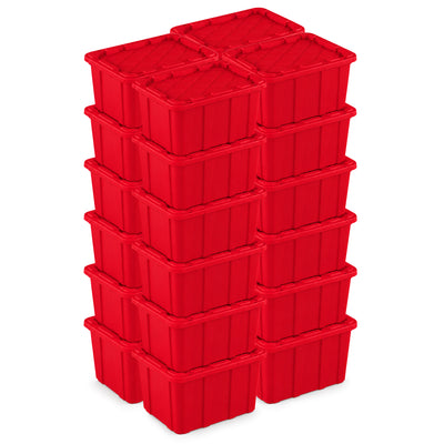 Sterilite 24 Pack 27 Gal Industrial Storage Tote with Snap Fit Lids, Rocket Red
