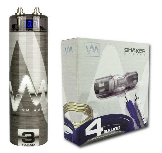 VM Audio SRSK4B 4 Gauge Ga Car Amplifier Amp Wiring Kit+ 3 Farad Power Capacitor