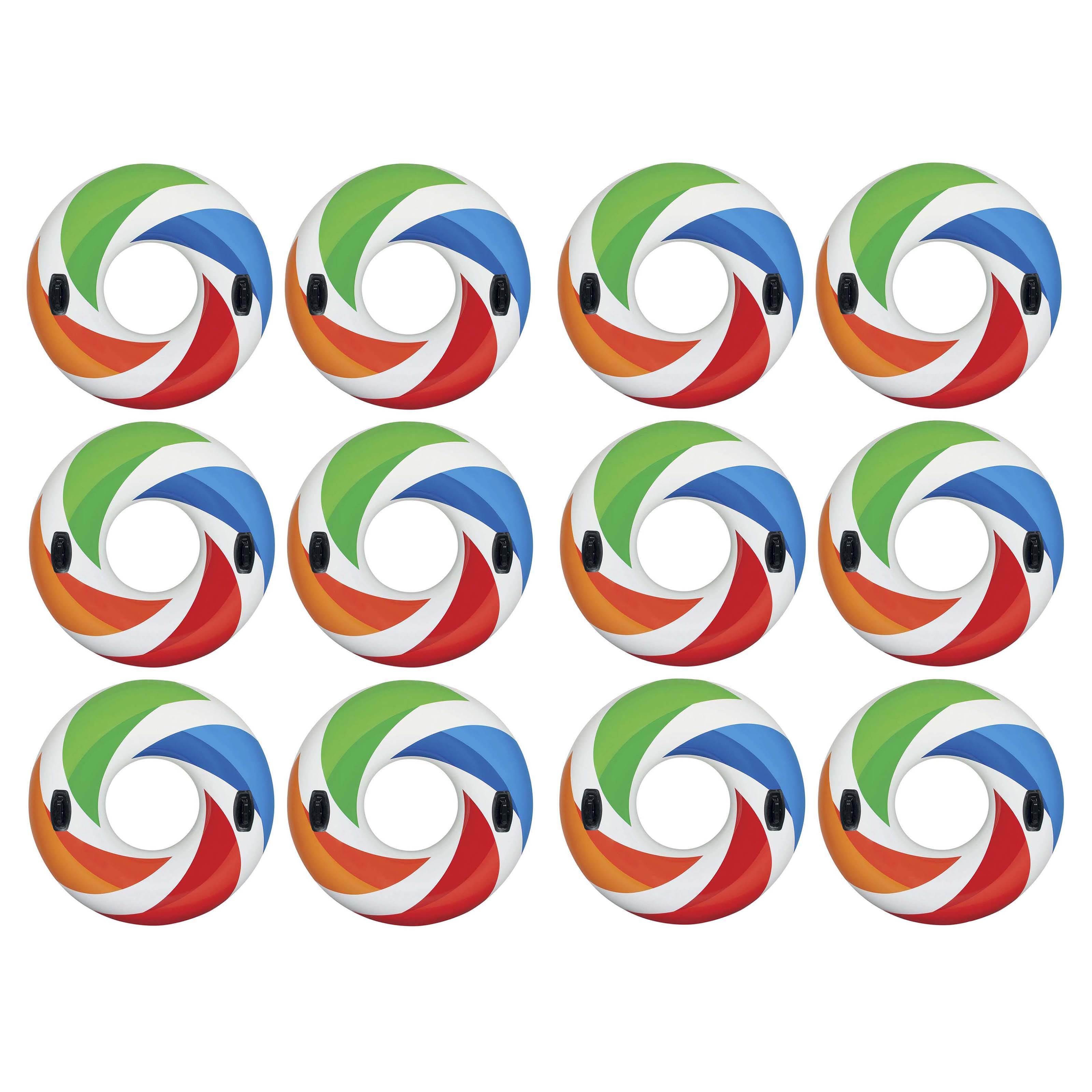 Intex Inflatable 47" Color Whirl Tube Swimming Pool Raft with Handles (12 Pack) - VMInnovations