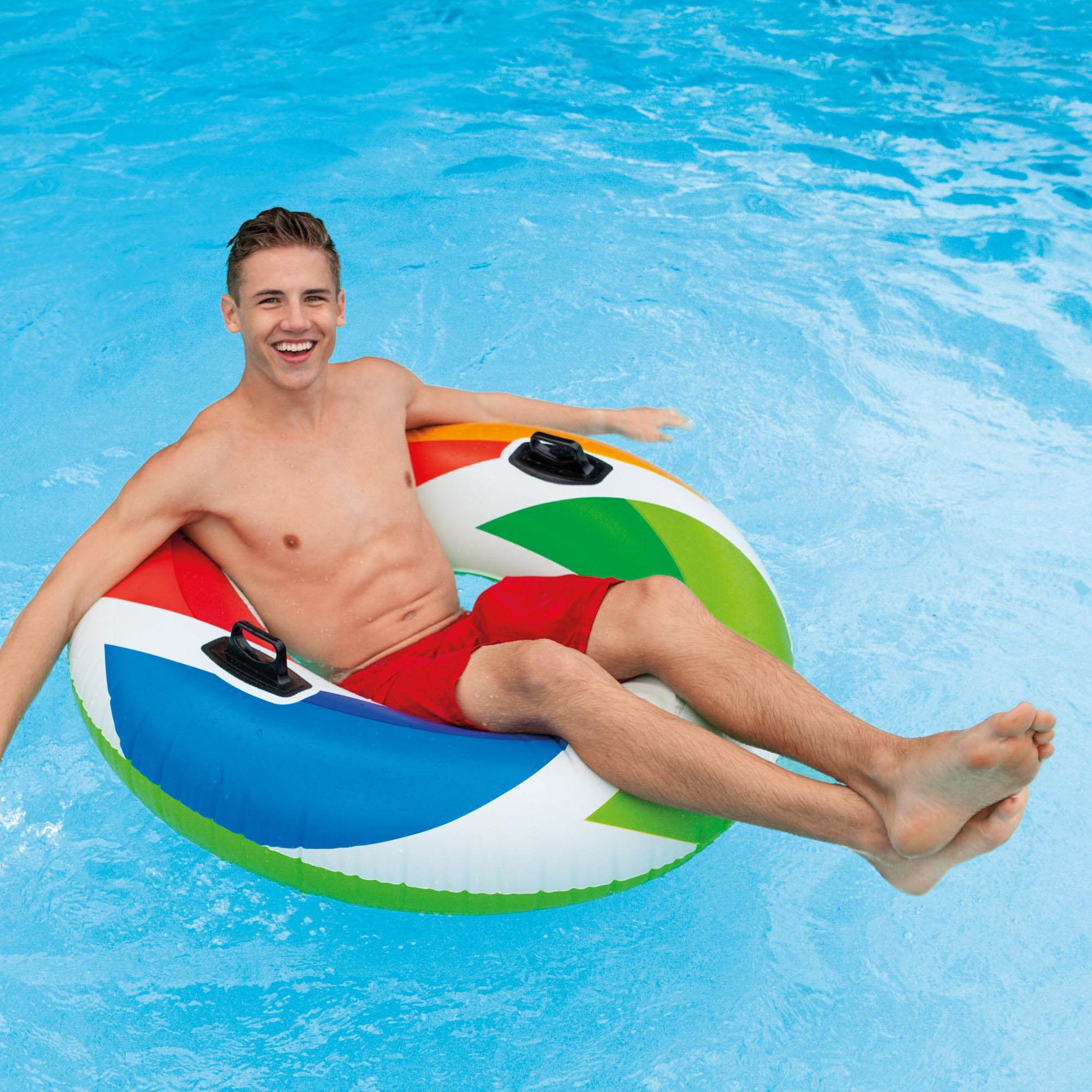 Intex Inflatable 47" Color Whirl Tube Swimming Pool Raft with Handles (12 Pack) - VMInnovations
