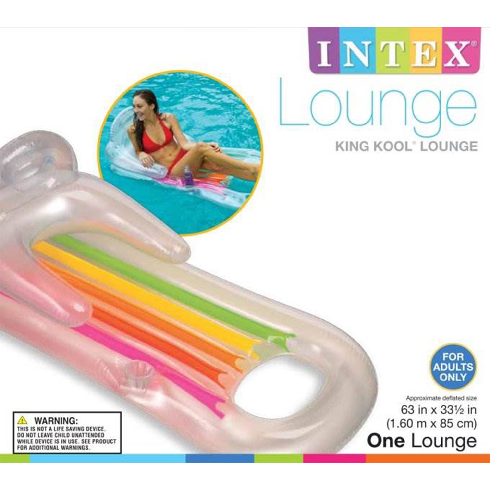 Intex King Kool Lounge Inflatable Swimming Pool Lounger with Headrest (4 Pack)
