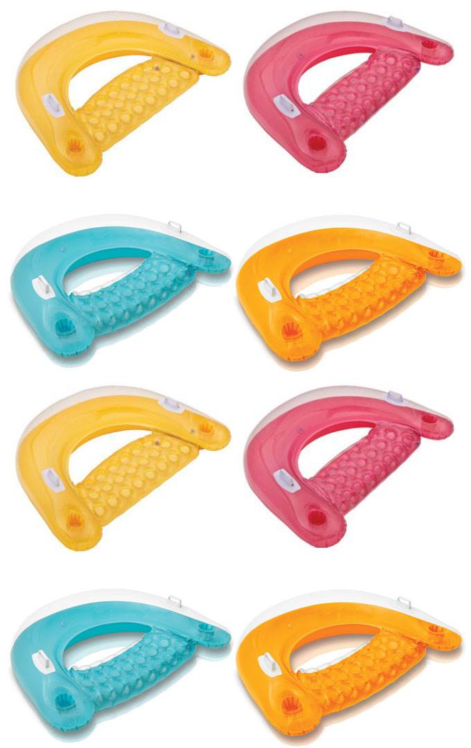 Intex Sit 'N Float Inflatable Colorful Floating Loungers, 8 Pack (Colors Vary) - VMInnovations
