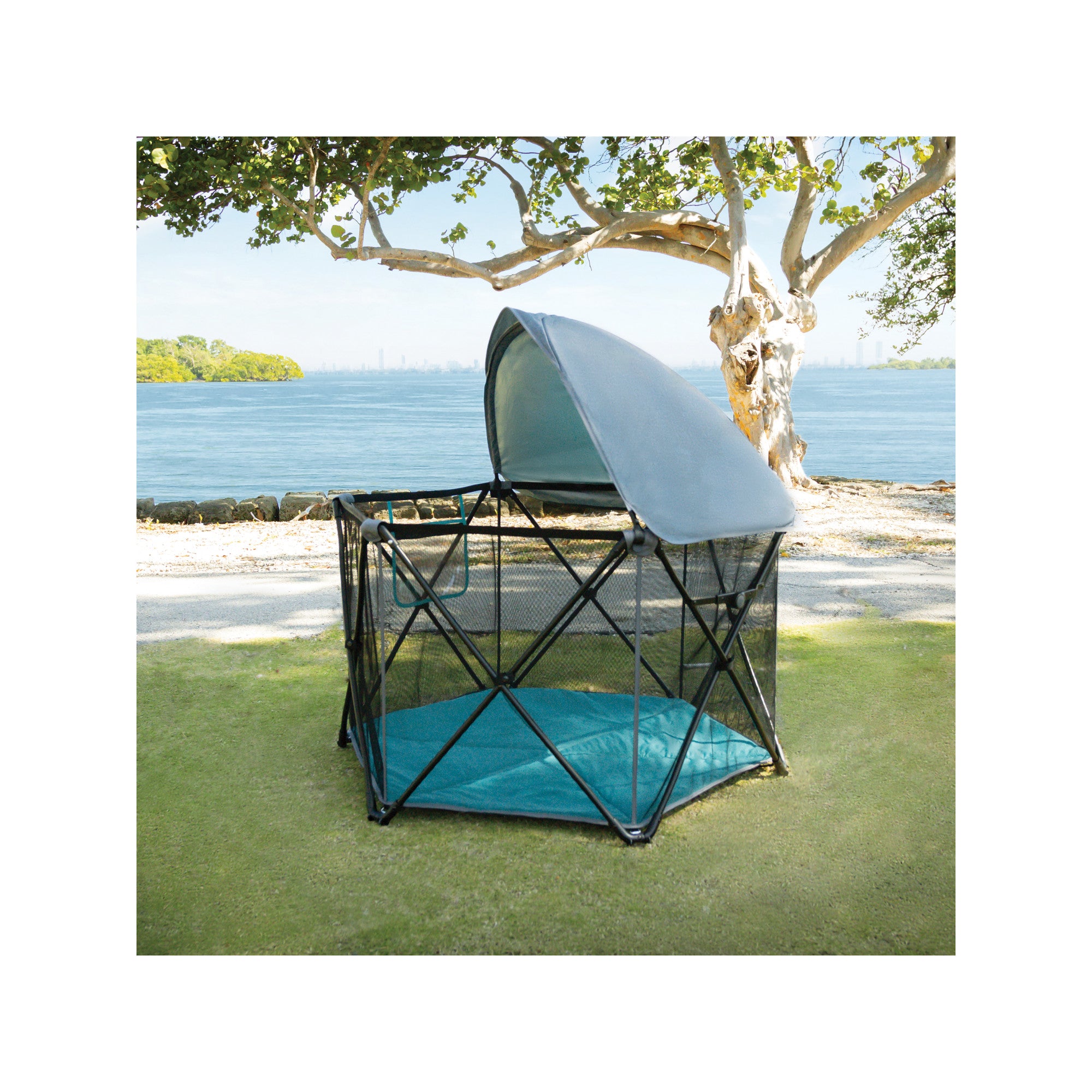 Evenflo Play Away Indoor and Outdoor Portable Playard with Canopy, Cedar Grove - VMInnovations