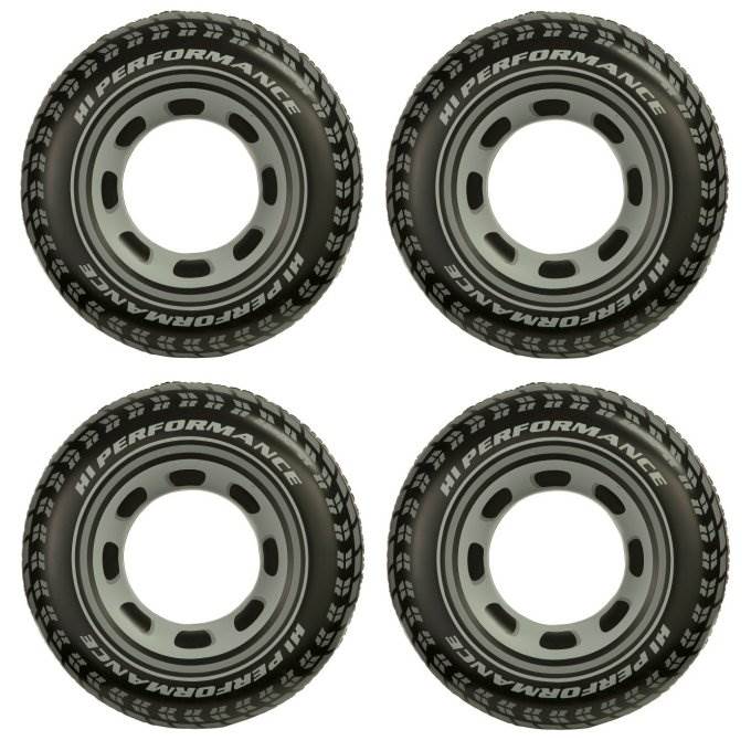 Intex Inflatable 36" Giant Tire Tubes For Swimming Pool/Lake/Ocean (4 Pack)