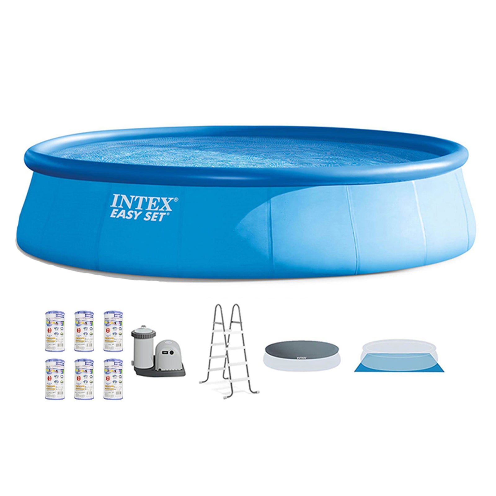 Intex 18' x 48" Inflatable Above Ground Pool Set with Filter Cartridges (6 Pack) - VMInnovations