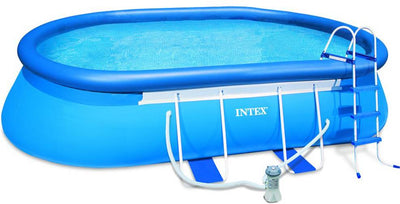 Intex 18ft x 10ft x 42in Oval Frame Above Ground Pool Set & 6 Filter Cartridges