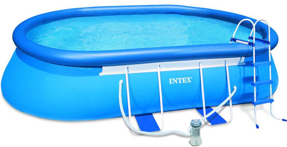 Intex 18ft x 10ft x 42in Oval Frame Above Ground Pool Set & 6 Filter Cartridges