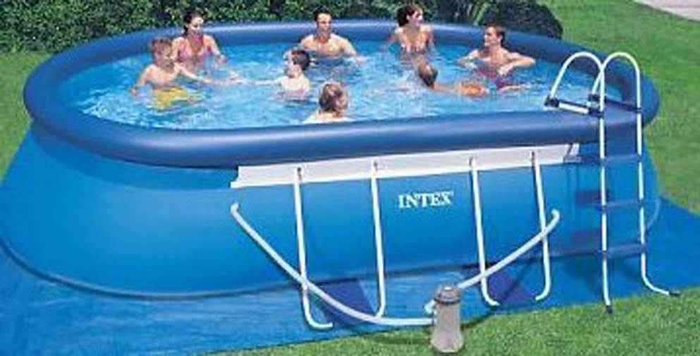 Intex 18ft x 10ft x 42in Oval Frame Above Ground Pool Set & 6 Filter Cartridges