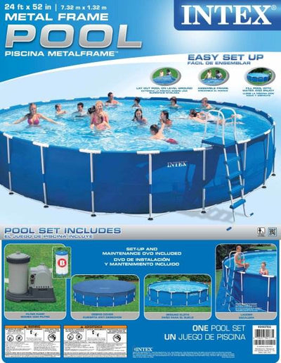 Intex 24' x 52" Metal Frame Swimming Pool Set w/ 2500 GPH Filter Pump | 54937EG
