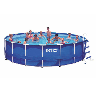 Intex 18ft x 48in Metal Frame Swimming Pool Set with 1,500 GFCI Pump & Filter - VMInnovations