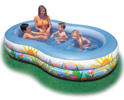 Intex 103in x 63in x 18in Swim Center Inflatable Paradise Seaside Pool & Pump