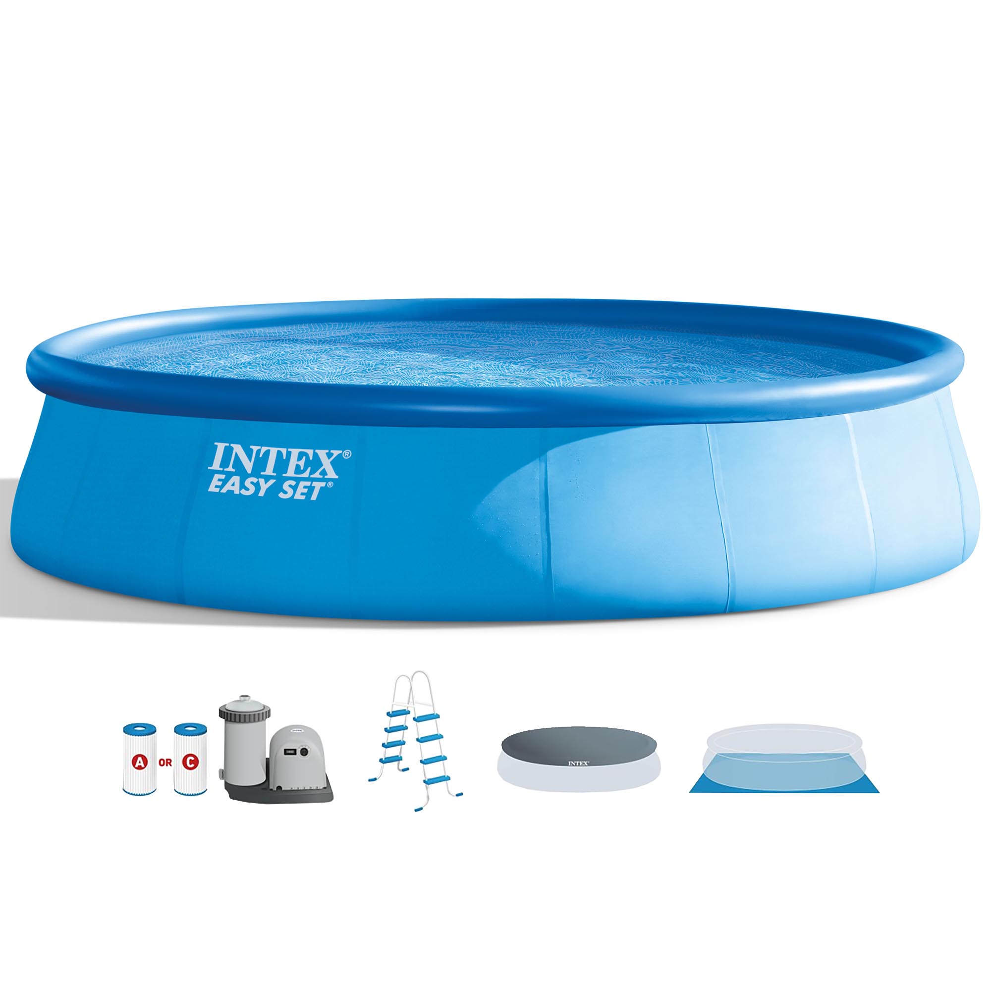 Intex 18 Foot x 48 Inch Inflatable Easy Set Round Above Ground Swimming Pool Set (2 Pack)Kokido AC11CBX Krill Automatic Pool Vacuum Cleaner for Above Ground Pools, Gray