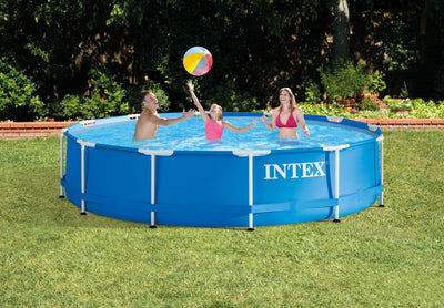 Intex 12ft x 30in Metal Frame Round Swimming Pool Set 530 GPH Pump & 6 A Filters - VMInnovations