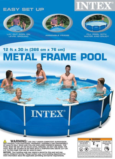 Intex 12ft x 30in Metal Frame Round Swimming Pool Set 530 GPH Pump & 6 A Filters - VMInnovations
