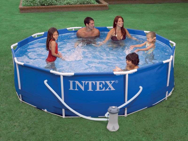 Intex 10ft x 30in Metal Frame Above Ground Pool Set & 6 Type H Filter Cartridges