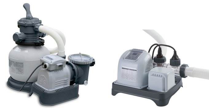 Intex 2100 GPH Krystal Clear Sand Filter Pool Pump & Saltwater Chlorniator