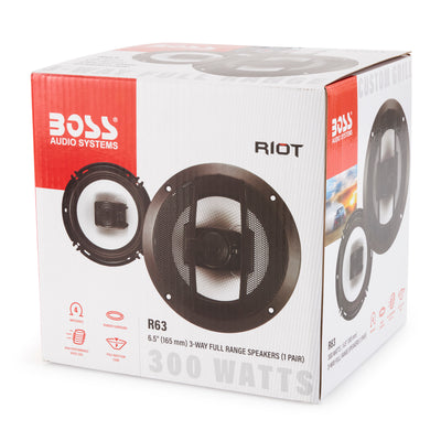 Boss Audio R63 Riot 6.5" 300W 4 Ohm Car Audio Coaxial Stereo Speaker, 2 Pairs