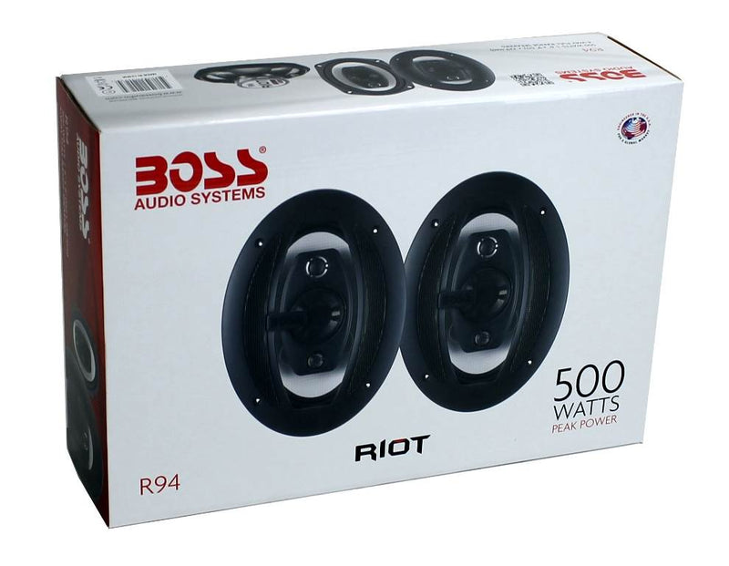 Boss Riot R94 6x9 Inch 500W 4 Way Car Coaxial Audio Speakers Stereo (2 Pack)