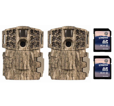 (2) Moultrie Low Glow 14MP Mini 888 Infrared Trail Game Cameras + 8GB SD Cards