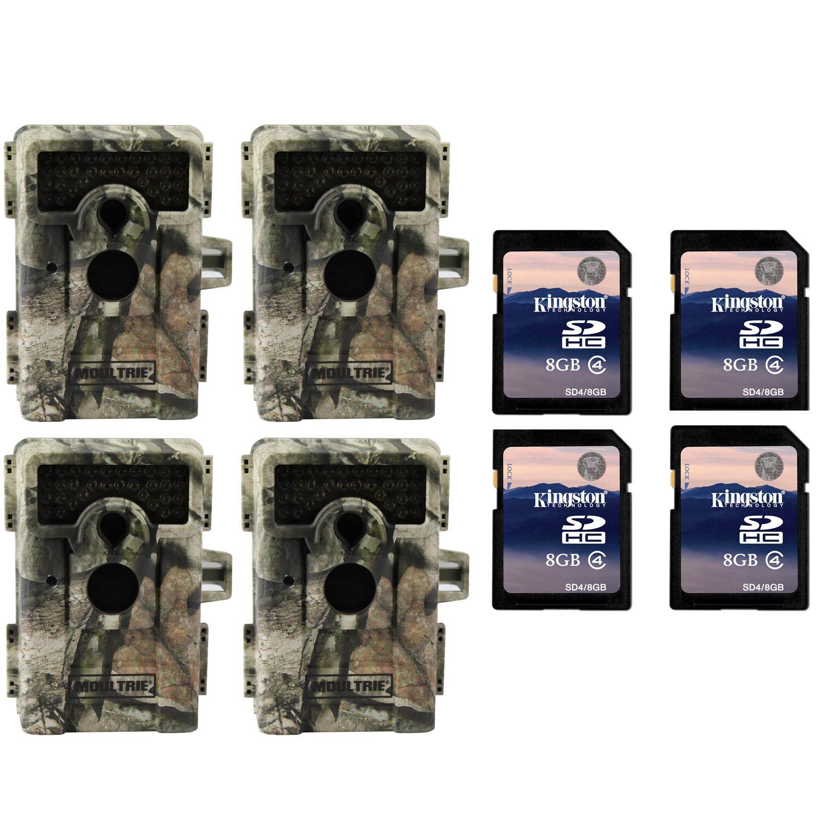 MOULTRIE Game Spy No Glow Infrared Digital Game Cameras & SD Cards (4 Pack)