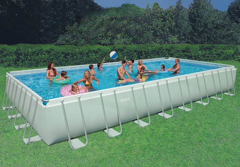 Intex 32' x 16' x 52" Ultra Frame Rectangular Swimming Pool Deluxe Set | 28373EG