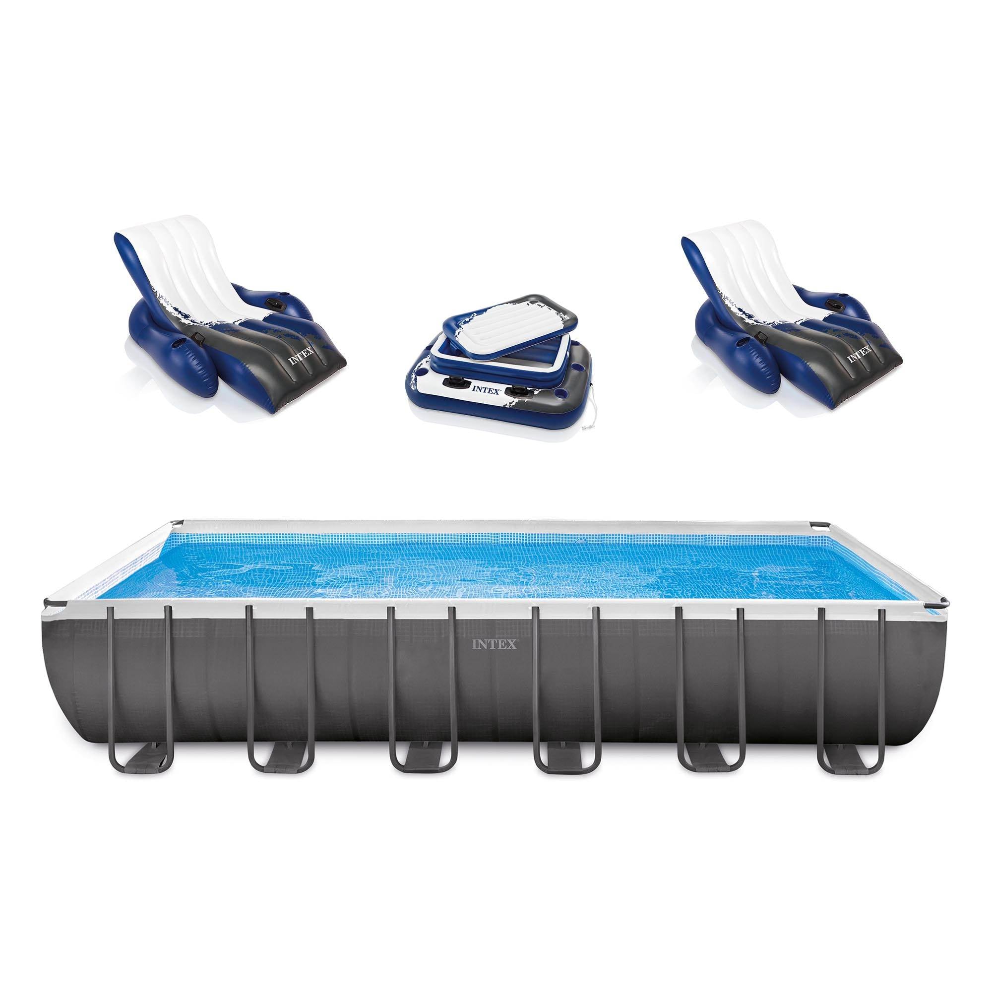 Intex 24ft x 12ft x 52in Pool Set w/ Pump, Lounger, Floating Cooler & Ladder