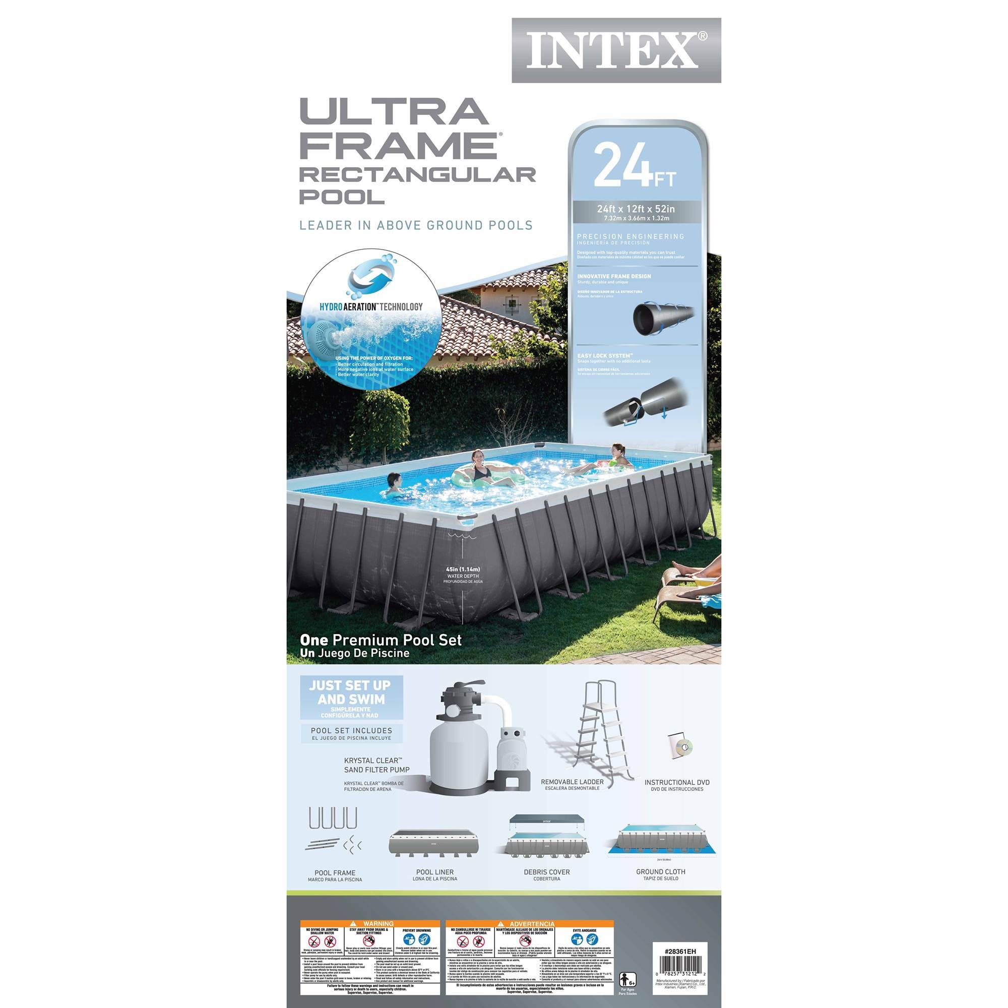 Intex 24ft x 12ft x 52in Pool Set w/ Pump, Lounger, Floating Cooler & Ladder