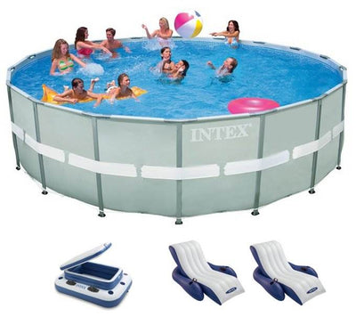 Intex 18' x 52" Ultra Frame Swimming Pool w Sand & Saltwater System Complete Set - VMInnovations