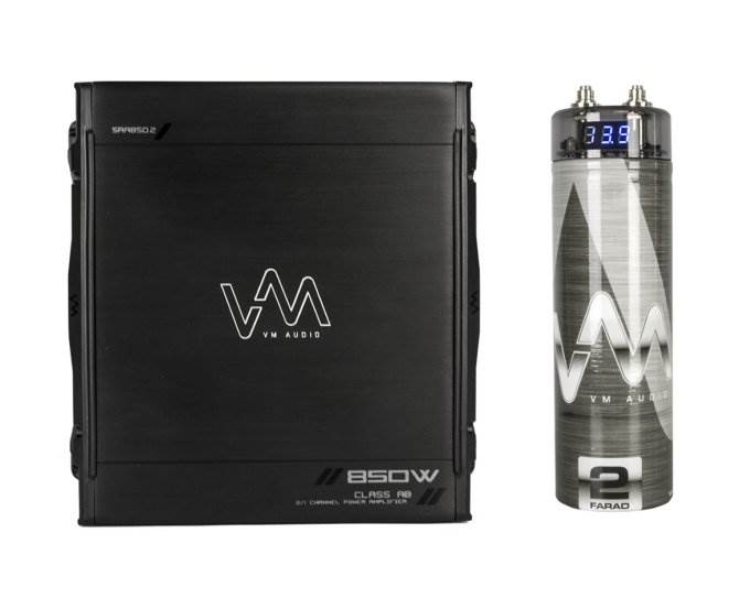 NEW VM Audio SRA850.2 850W 2/1 Channel Car Amplifier Amp + 2 Farad Capacitor