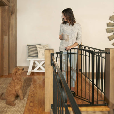 Evenflo 36" Adjustable Multi Use Metal Décor Baby Pet Safety Gate, Black (Used) - VMInnovations