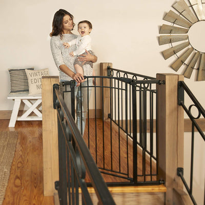 Evenflo 36" Adjustable Multi Use Metal Décor Baby Pet Safety Gate, Black (Used) - VMInnovations