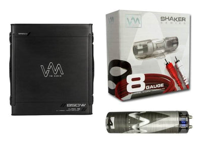 VM Audio SRA850.2 850W 2/1 Channel Car Amp + 8 Gauge Wiring Kit + 4.5 Farad Cap