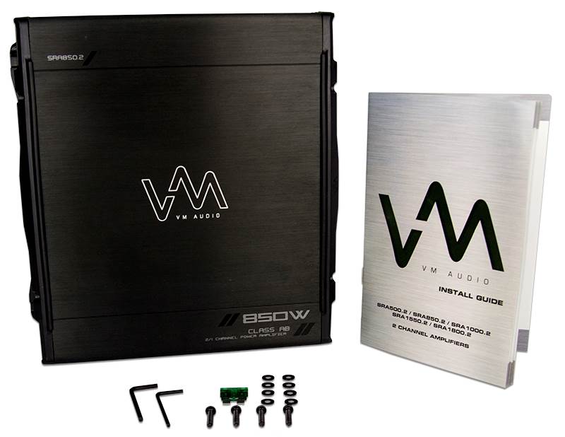VM Audio SRA850.2 850W 2/1 Channel Car Stereo Amp & 4 Gauge Wiring & 2 Farad Cap