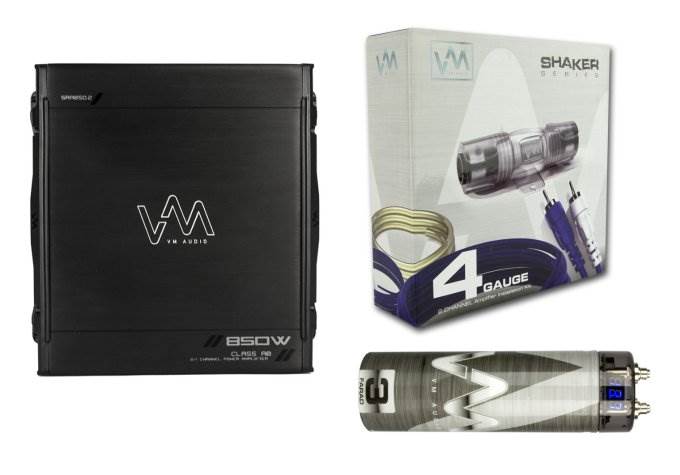 VM Audio 850W 2/1 Channel Car Stereo Audio Amplifier & Wiring Kit & 3 Farad Cap