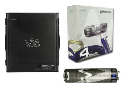VM Audio SRA850.2 2/1 Channel Car Stereo Audio Amp & Wiring Kit & 4.5 Farad Cap